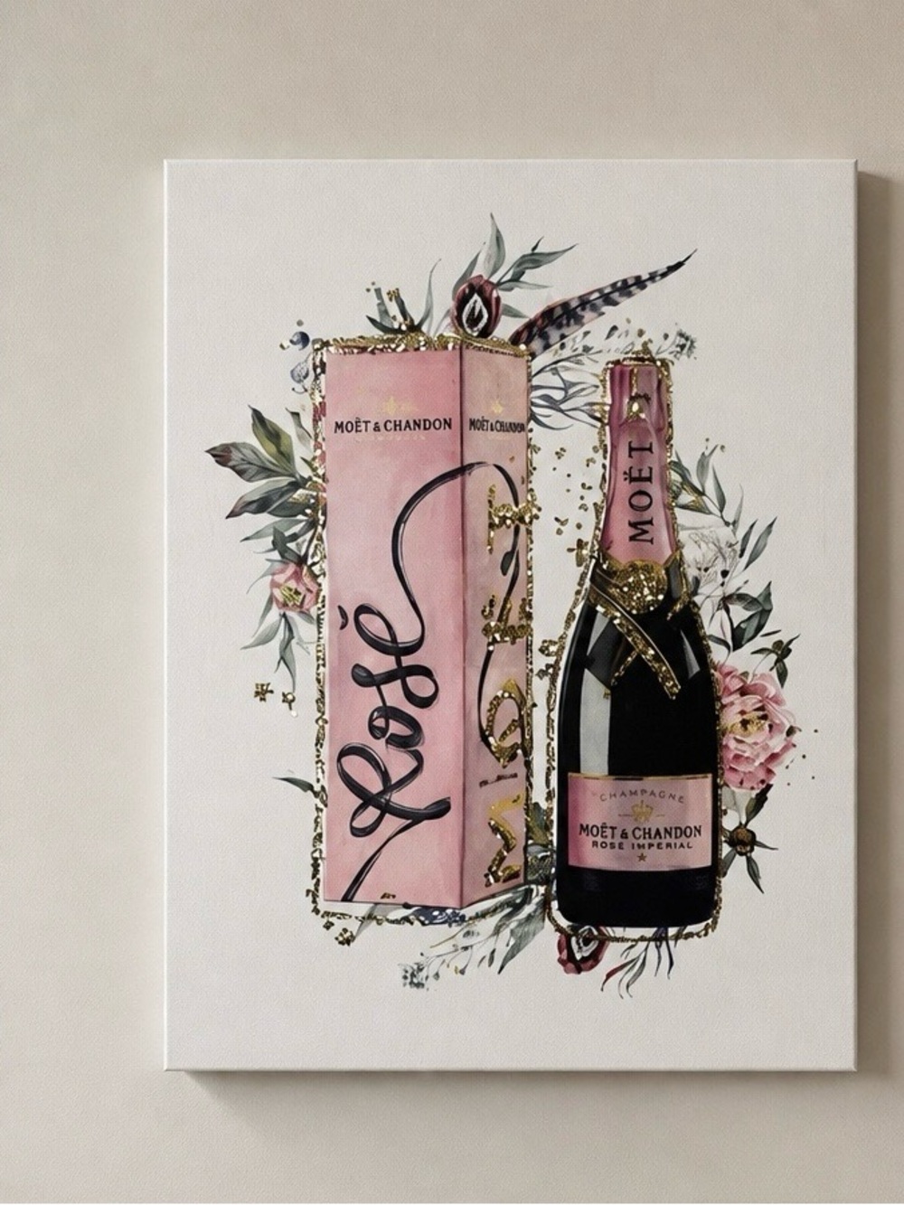 Moët & Chandon Pink Champagne Canvas Wall Art Decor Luxury Bar Kitchen Print